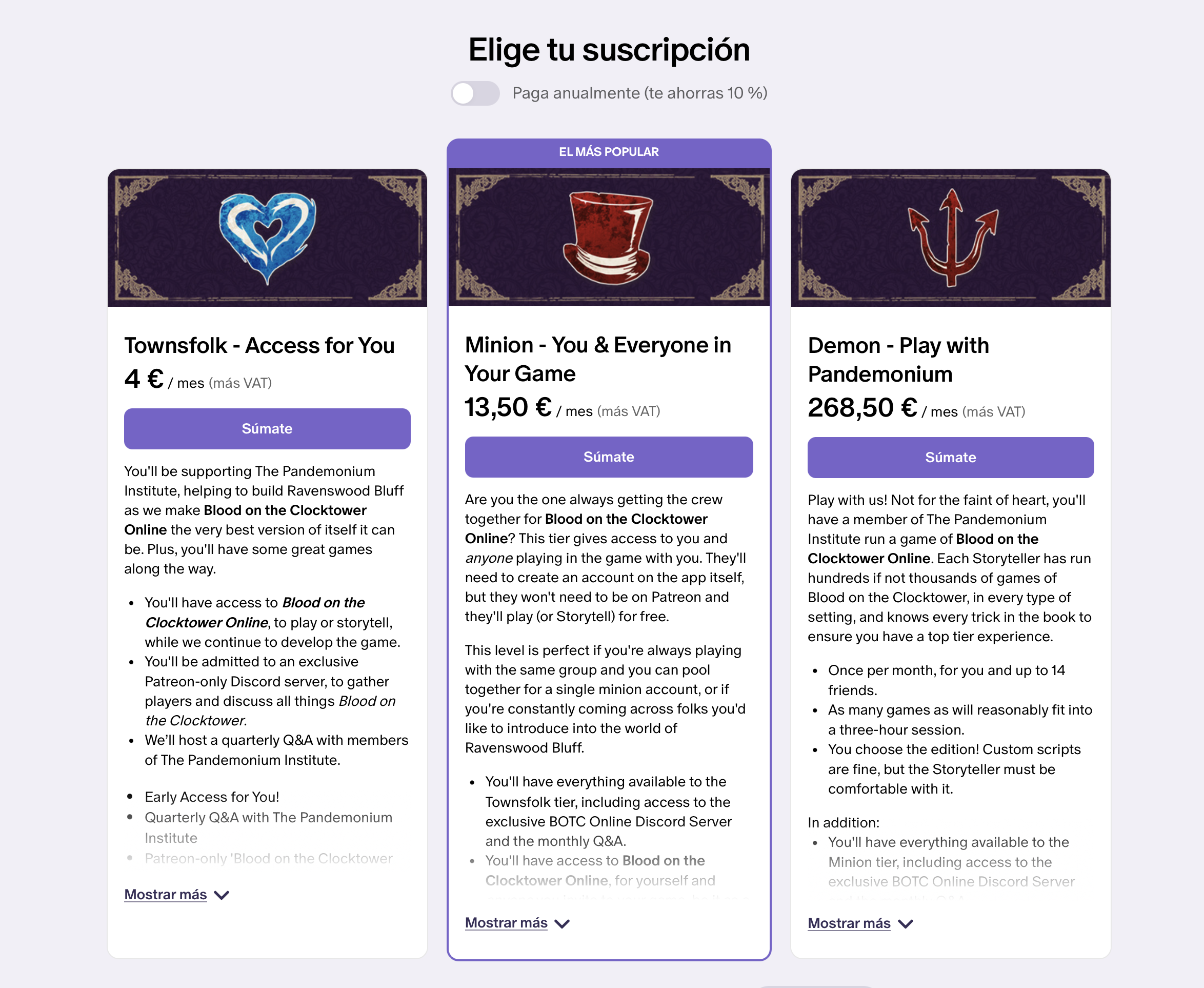 Niveles de Patreon